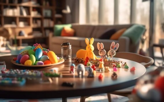 Sala Decorada com Tema de Páscoa